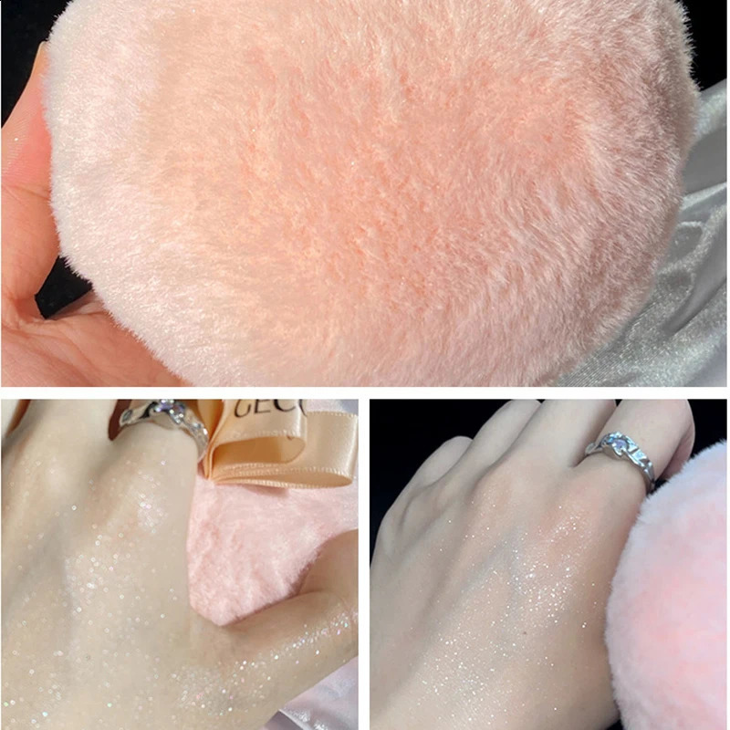 Peach Ball Highlighter Puff Powder high coverage Glitter Shimmering Face Body Foundation Sponge Ball Plush Makeup Cosmetic Tool 240914