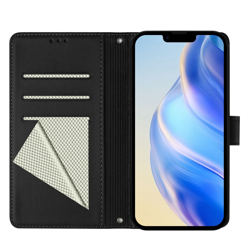 16E Honeycomb Grain Leather Wallet Case For Iphone 17 Air 16 Plus 15 Pro Max 14 13 12 11 X Max XR 8 Embossed Credit ID Card Slot Holder Kickstand Anti