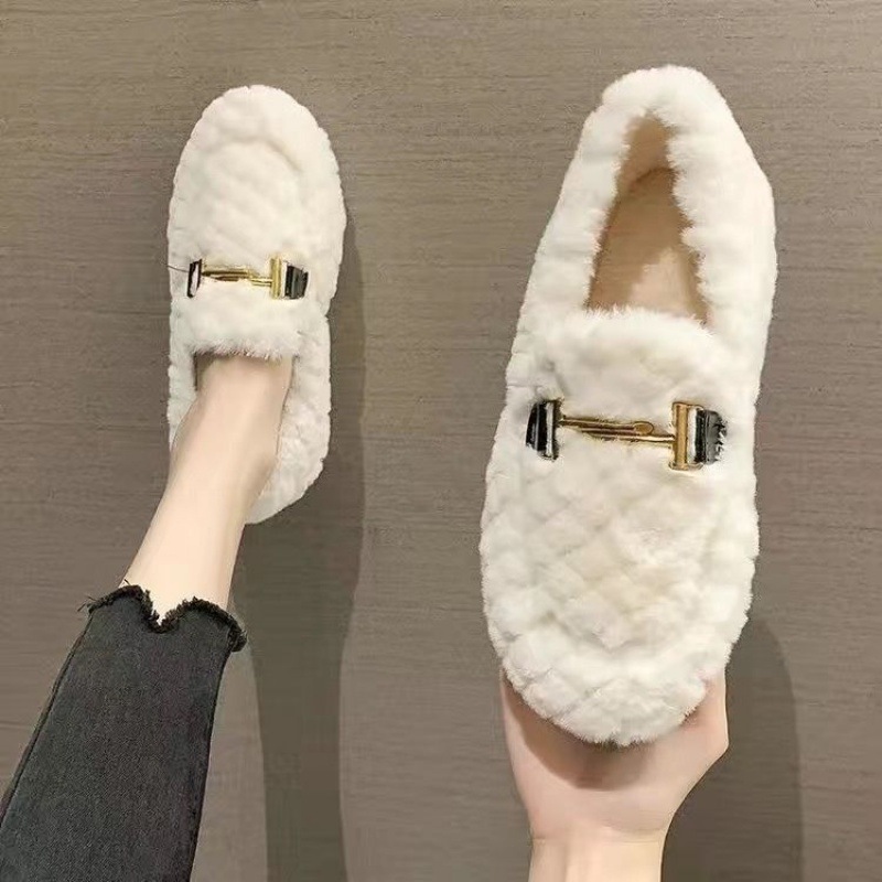 New Free Shipping designer slippers Veet Flat Cotton Fury Shoes Women's Autumn hot and Winter Outerwear Size 36-40