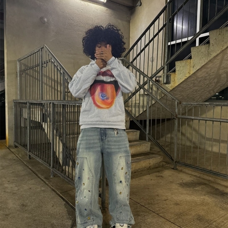 American Retro Gothic Trend Pattern Printed Oversize Hoodie Mens Y2K Street Hip-Hop Harajuku Casual Loose Pullover Couple Style 240911