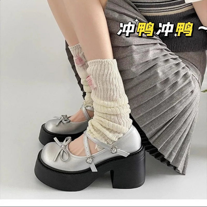 Womens short and chubby high heels Mary Jens shoes spring round toe pump platform shoes womens dresses student womens Lolita high heels 240914