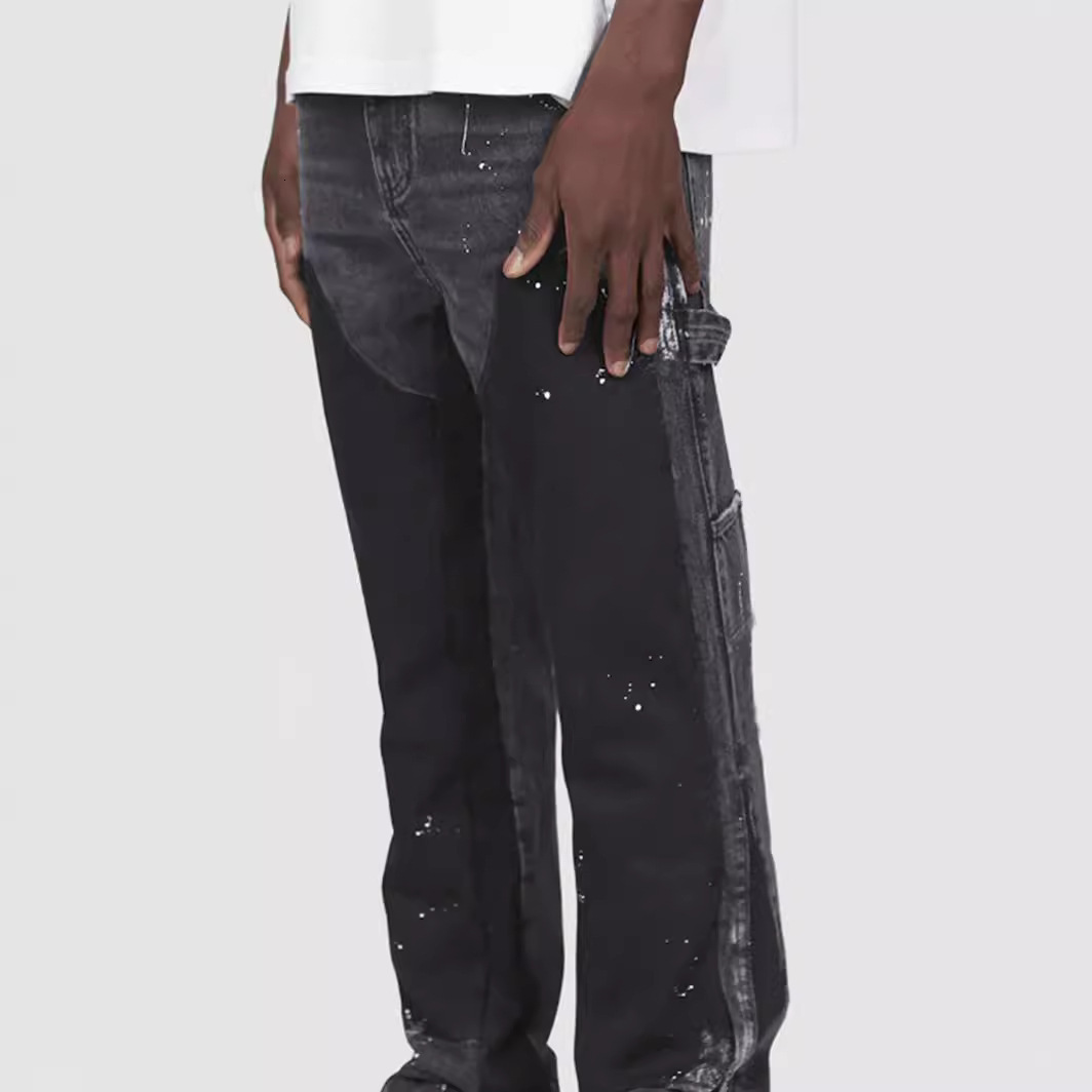 ksubi jeans mens workwear pants european and american fashion ins workwear popular elastic patch denim layered flared pants designer jeans designer je