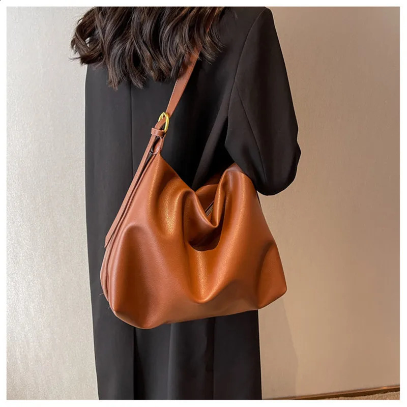 Vintage Pillow n PU Leather Boston Handbag For Women Casual Large Capacity Shoulder Crossbody Bags Fashion Shopper 240914