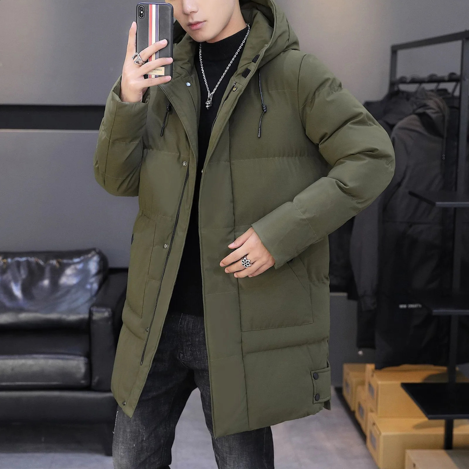 Top Quality Hooded Casual Fashion Long Thicken Outwear Parkas Jacket Men Winter Windbreaker Coats Men Clothing 240913