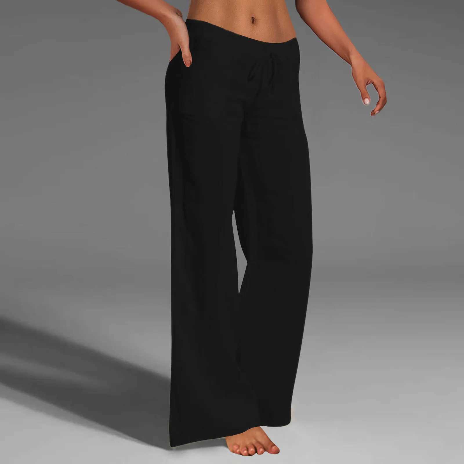 Womens Yoga Pants Summer Casual Wide Leg Loose Thin Cotton Linen Clothes Women Pants Wide Legged Daily Woman Roupas De Ioga M240918