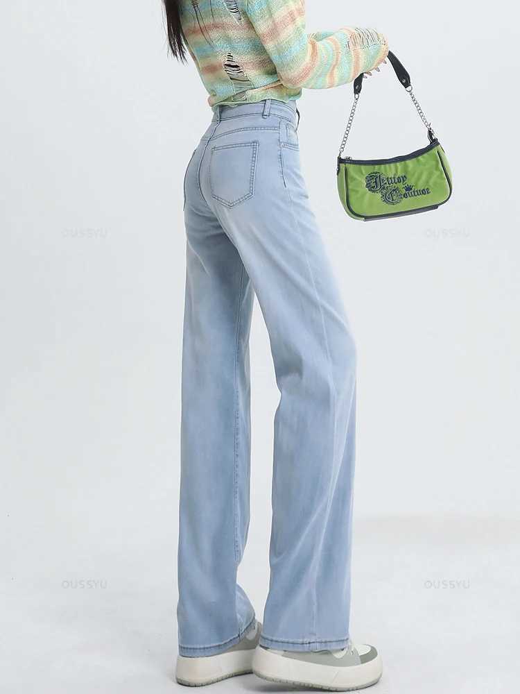 Brand Clothing Summer Thin Soft Lyocell Fabric Womens Jeans Baggy Denim Pants Black Lengthening Casual Trousers Female XS-XXL M240914