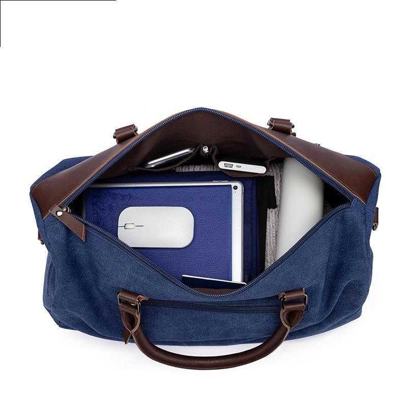 Korean version portable canvas bag, solid color casual luggage bag, suitable men women, travel bag, single shoulder crossbody bag 240915