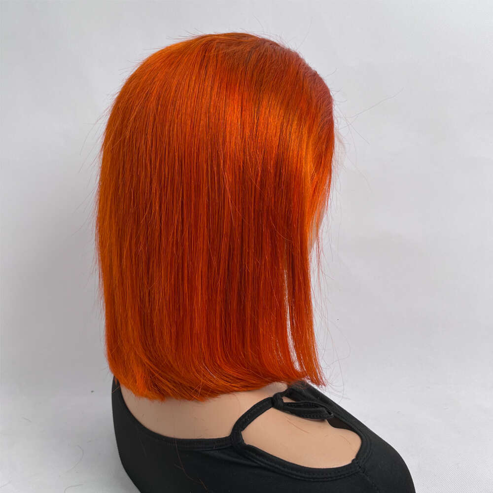 Lace Front Wig Human 13X4 Colored Short Ginger Orange Bob Wigs 150% Pre Plucked Natural Haire With Baby Hair
