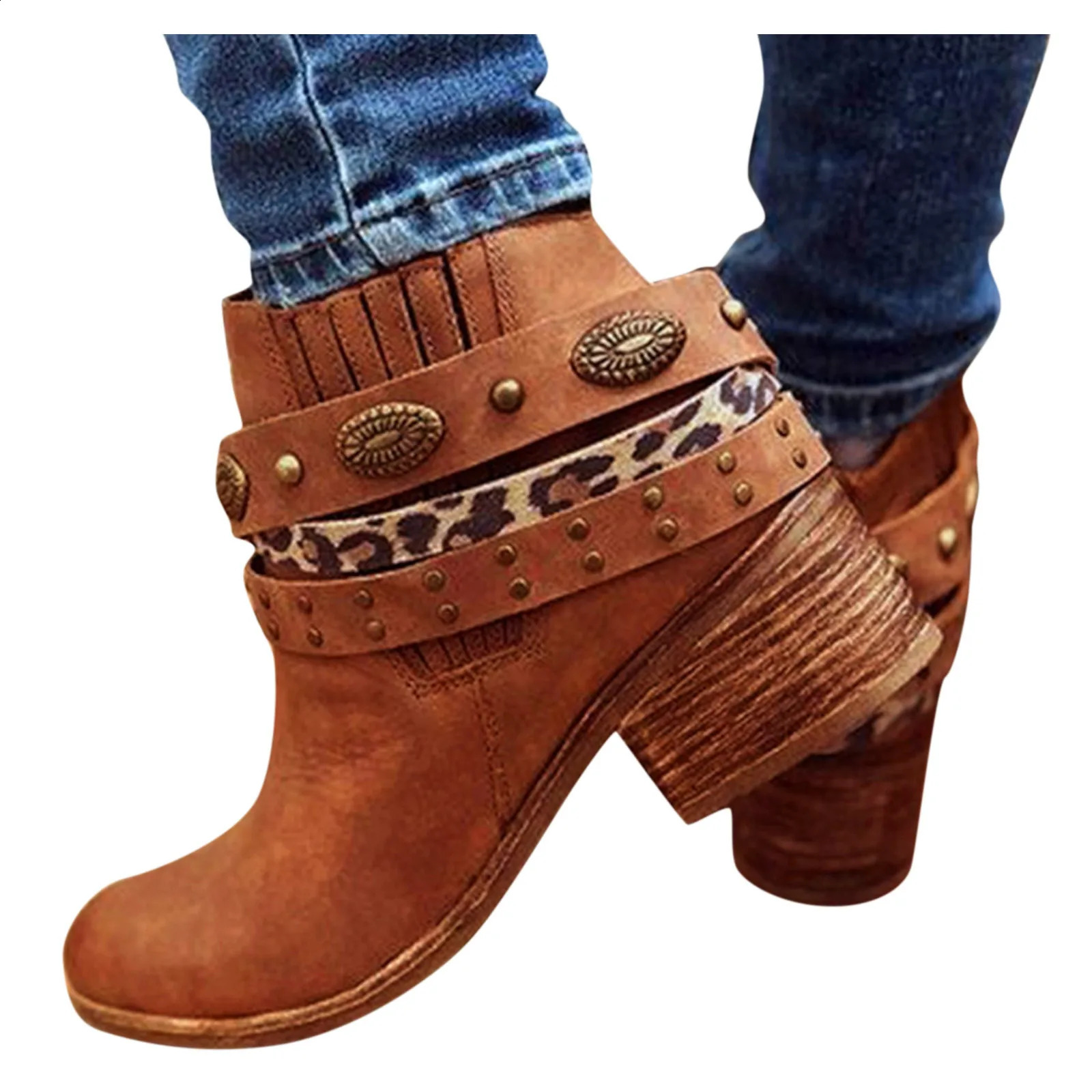 Zip Retro Square Round Fashion Winter Boots Heel Womens Boots Summer Womens Boots 240914