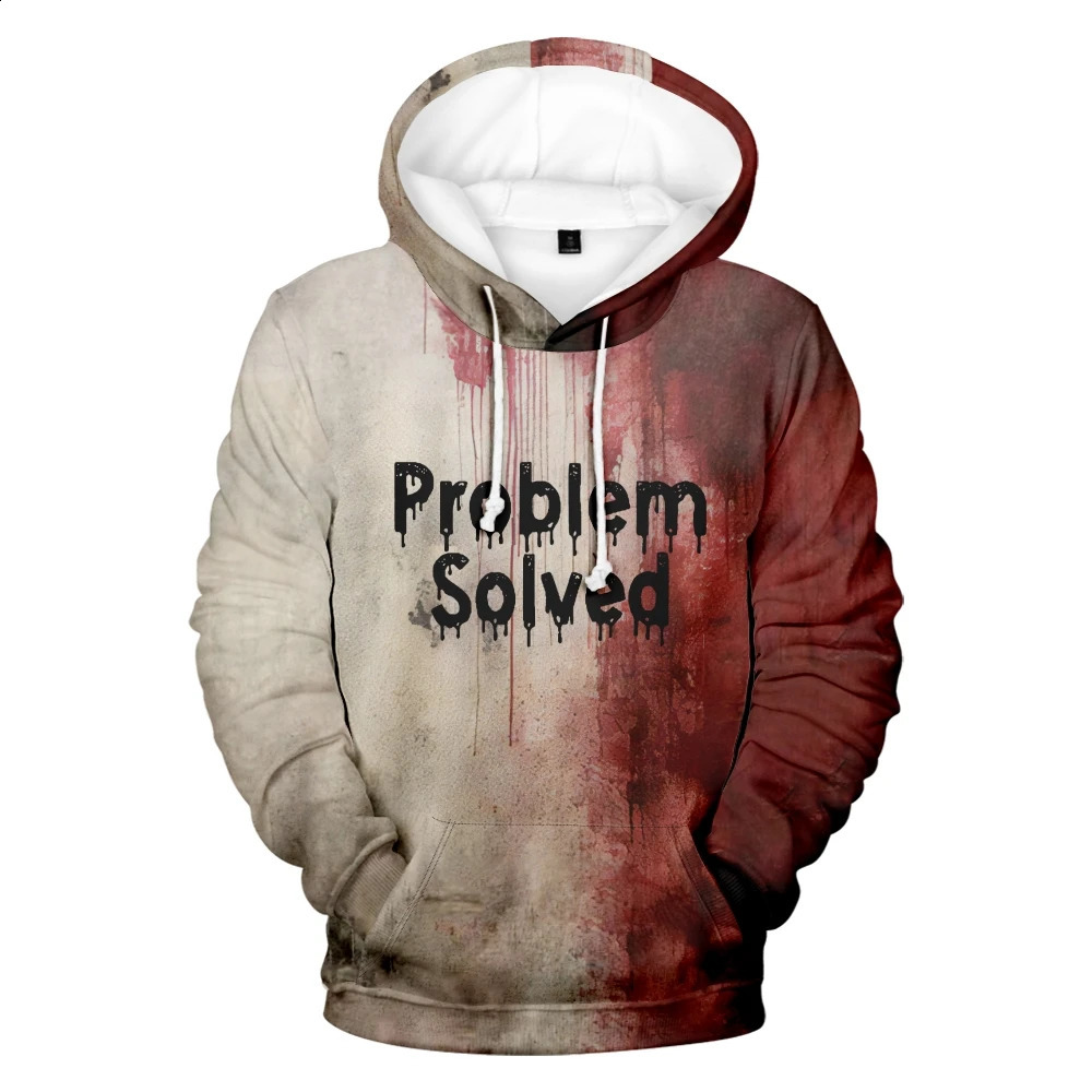 IM Fine Bloody hooded Problem Solved drawstring pocket sweatshirt menwomen hip hop Pullovers 240910
