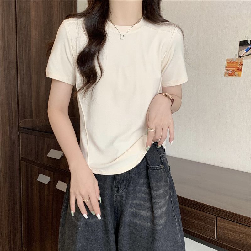 Shirts Womens Solid T Color Black White Grey Slim T-Shirt Women Summer Outdoor Fashion Cloth -Shirt