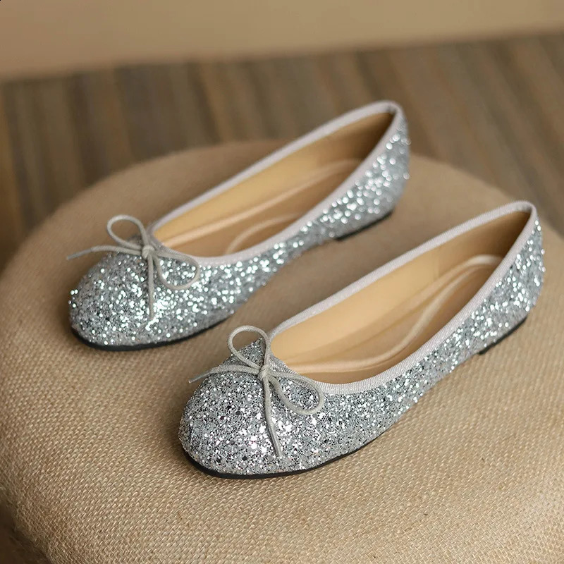 Classic round toe bow flat bottom womens folding rolled up shoe pocket Loafers Serpentine/sequin ballet dancer womens dress Mocassines 240918