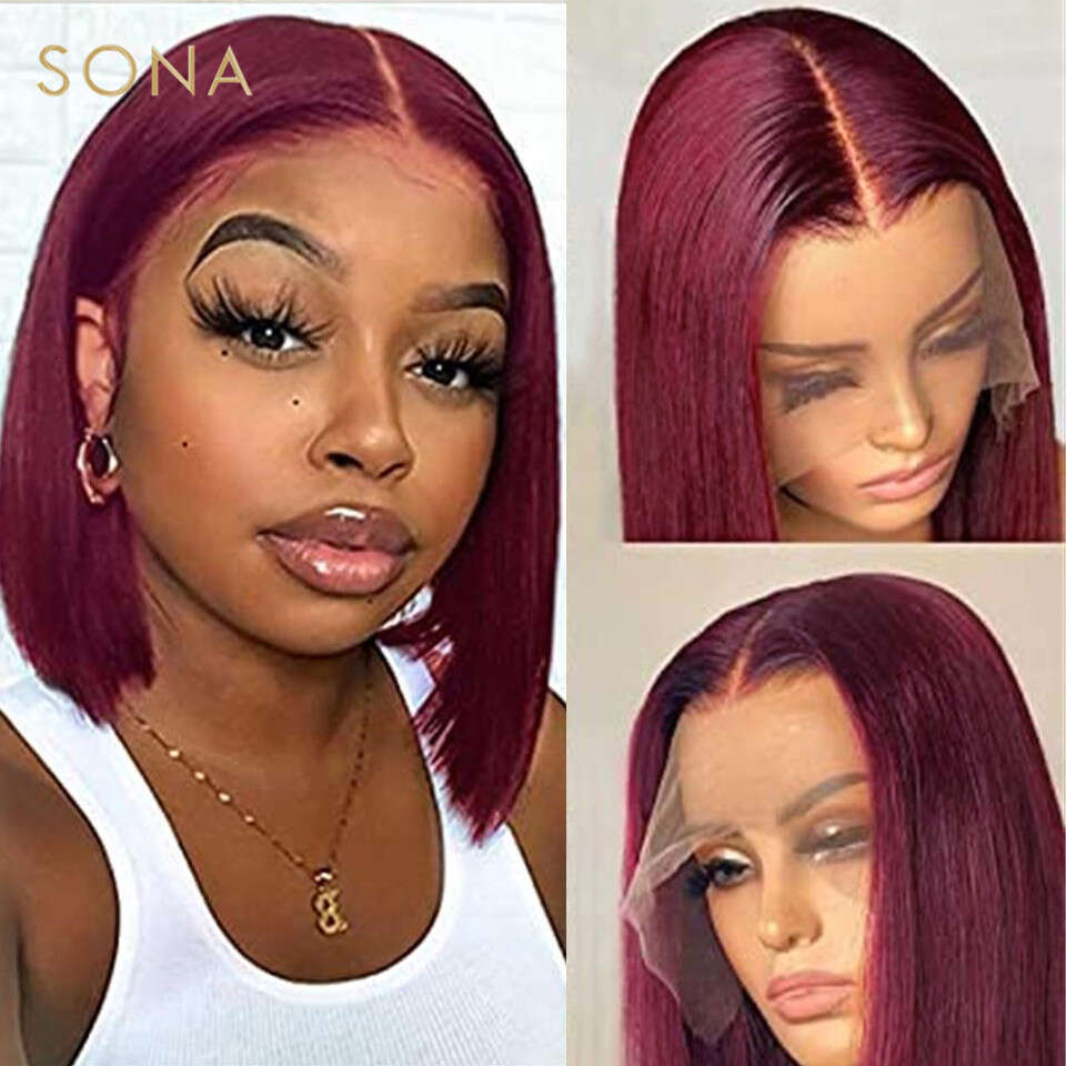 Bury 99J Human Hair 13X4 Frontal Wigs For Women Ginger Colored Lace Front Bob Wig Pre Plecked
