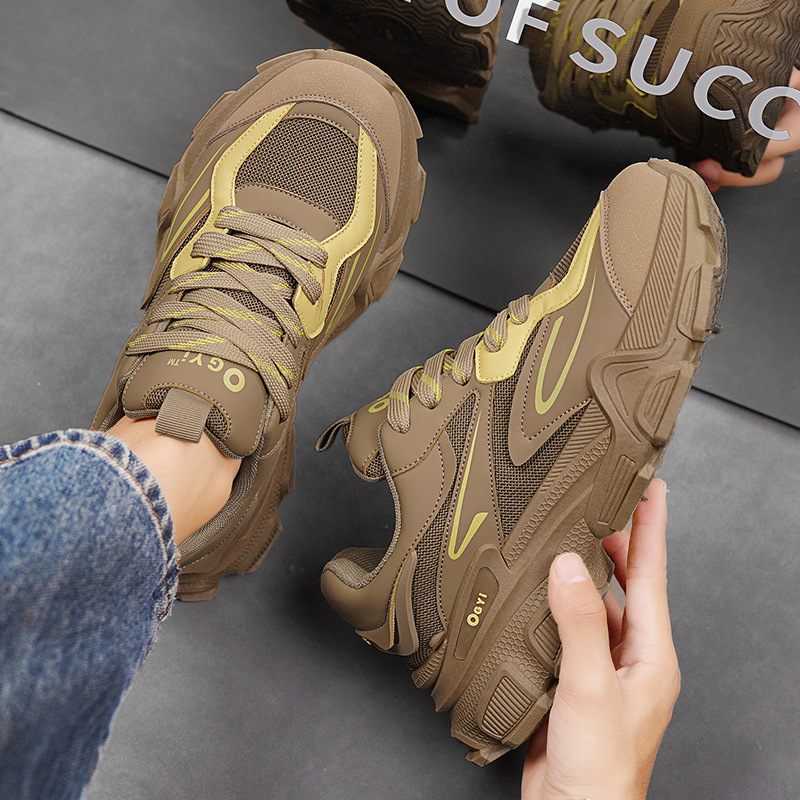 Men Sports Mesh Breathable Trendy Thick Sole Clunky Shoes Fashion Athleisure Sneakers Free Shiping