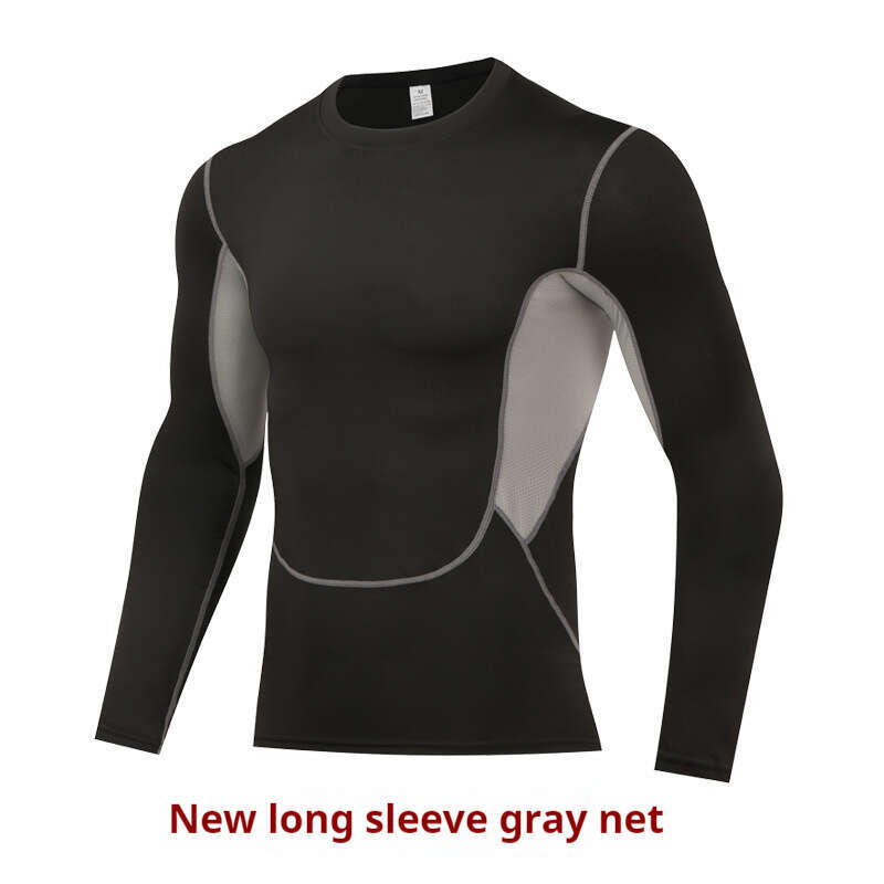 Custom fitness clothing in stock, men's basketball quick drying long sleeved running yoga training high elasticity tight fitting clothes