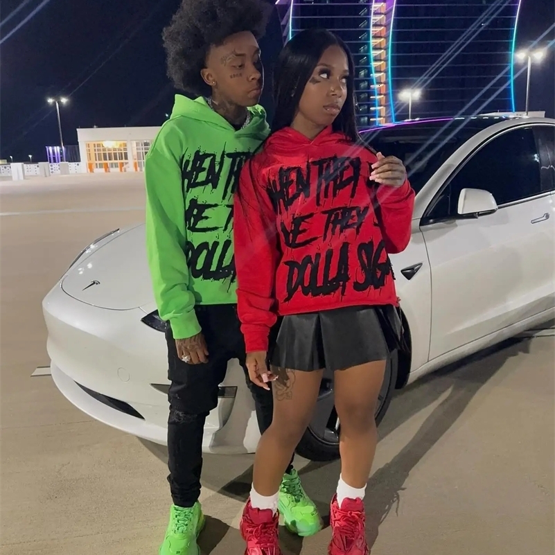 American Y2K Couple Hoodies INS Street Style Color Matching Letters Loose Sweater Hip Hop Harajuku Retro Hipster Hoodies 240911