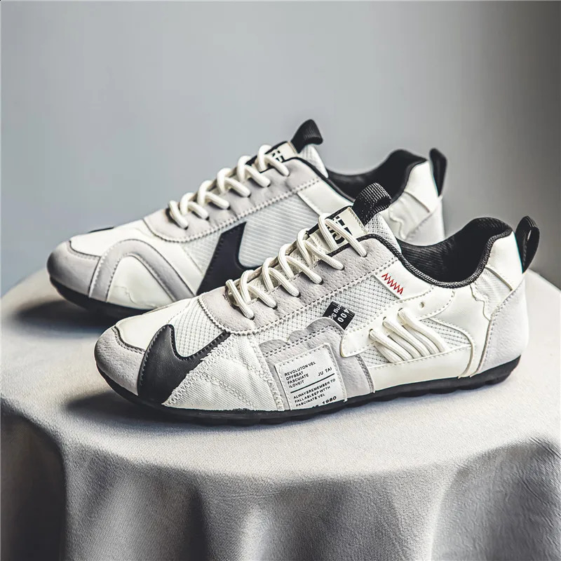 Shoes For Men Casual Sports Four Seasons Moccasins Trend ed Personality Lace-up Leather Sneakers Comfortable Breathable 240909