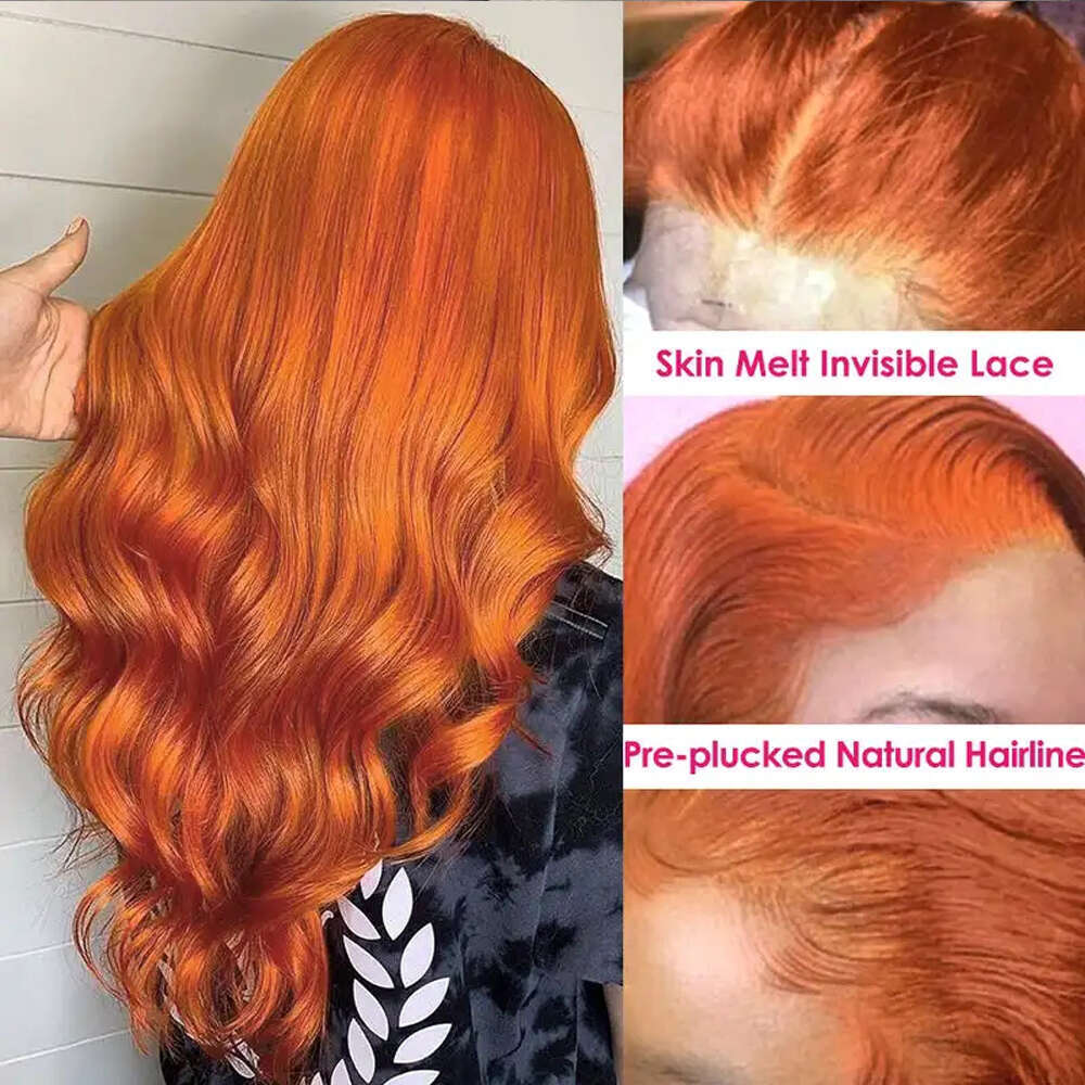 350 Body Wave 13X5 Frontal 200% Ginger Orange Brazilian 13X4 Lace Front Human Hair Wigs For Black Women