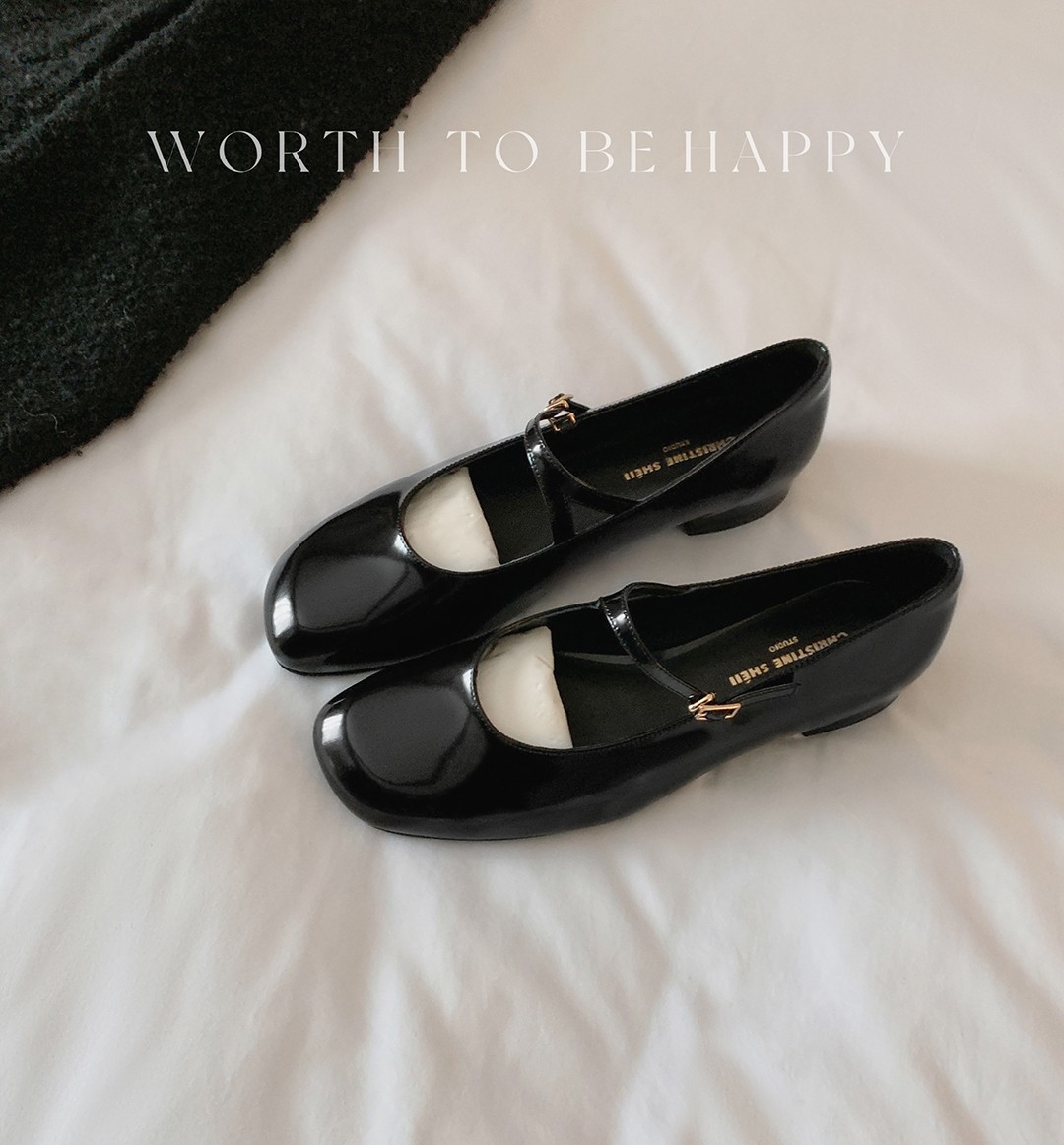 French Patent Leather Chunky Heel Mary Jane Single Shoes - Korean Style, 2024