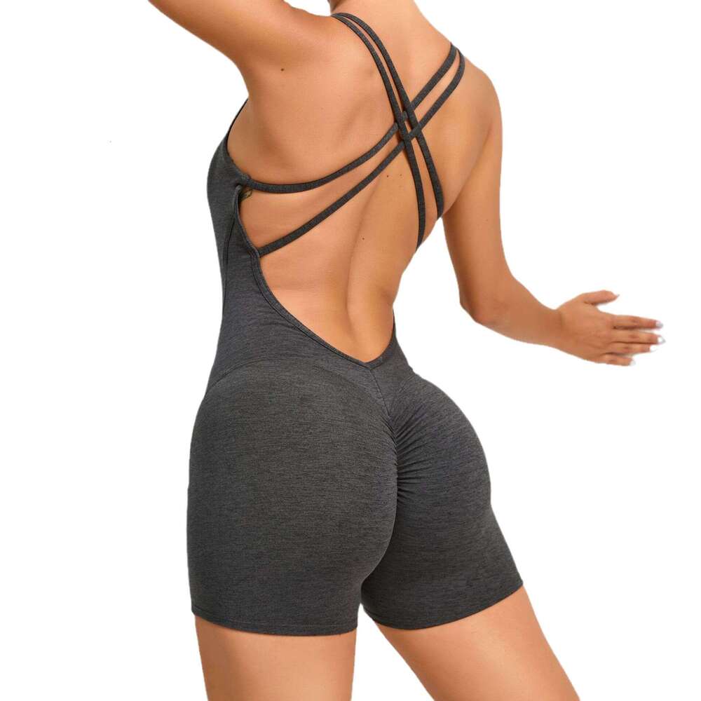 New pleated peach hip yoga pants, European and American quick drying fitness pants, women's training dance sports yoga jumpsuit