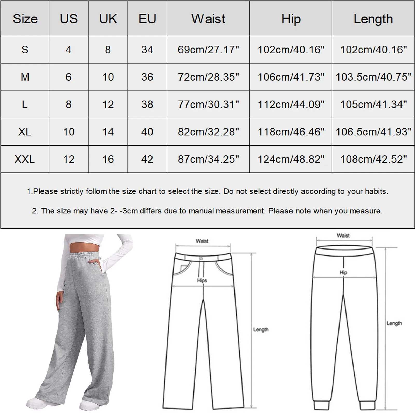 Grey White Black Women Casual Long Pants Elastic High Waist Drawstring Wide Leg Trousers Loose Sport Yoga Sweatpants With Pocket M240918