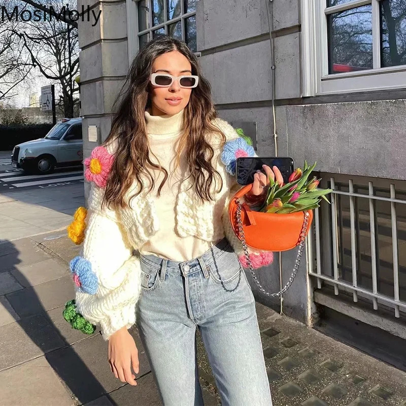 Mosimolly Handmade Wer Sweater Cardigan Women Jumper Knitting Coats Outerwear 2021