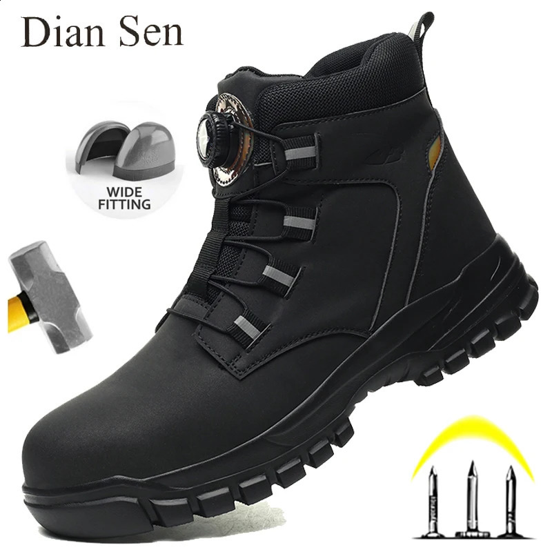 Mens Safety Boots Steel Toe Work Boots Anti-smash and Anti-Punctur Wear-resisting Work Shoes Black Hiking Waterproof Boots 240914