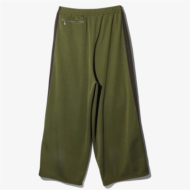 2024 Olive Green Wide Leg Sweatpants Men Women Top Quality Butterfly Embroidery Pants Jogger Drawstring Striped Trousers 240911