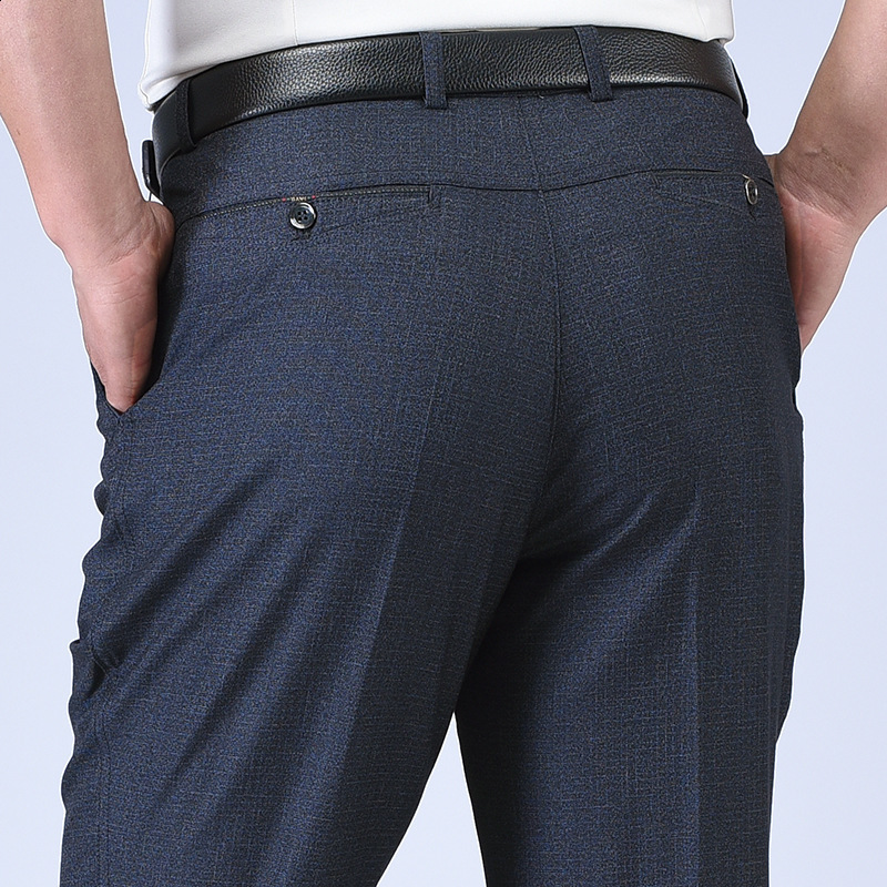 Mens Grey Dress Pants Formal Business Classic Suit Casual Man Office Work Slim Fit Male Trousers 240806