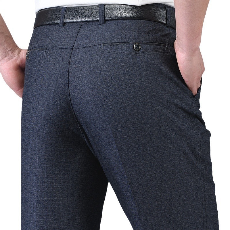 Mens Grey Dress Pants Formal Business Classic Suit Casual Man Office Work Slim Fit Male Trousers 240806