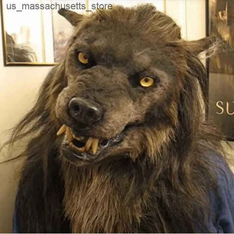 Halloween Toys Glowing Plush Gray Wolf Dog Mask Eyes Glow Models Party Halloween Props White Wolf HeadgearL240910