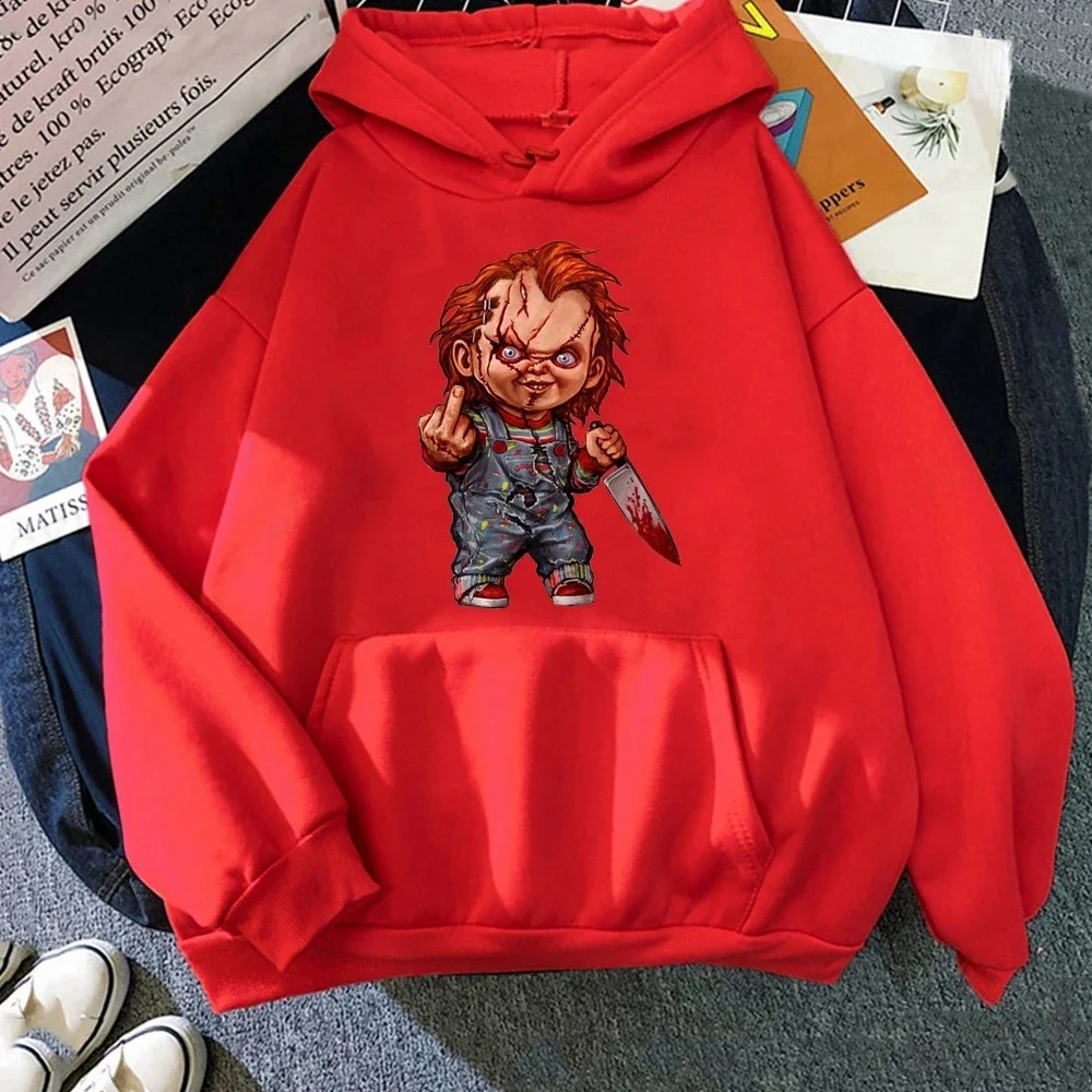 Men Fashion Hoodie Japanese Y2k Fleece Sweatshirt Pullovers Halloween Sweatshirts Mens Clothing Horror Chucky Hoodies 240910