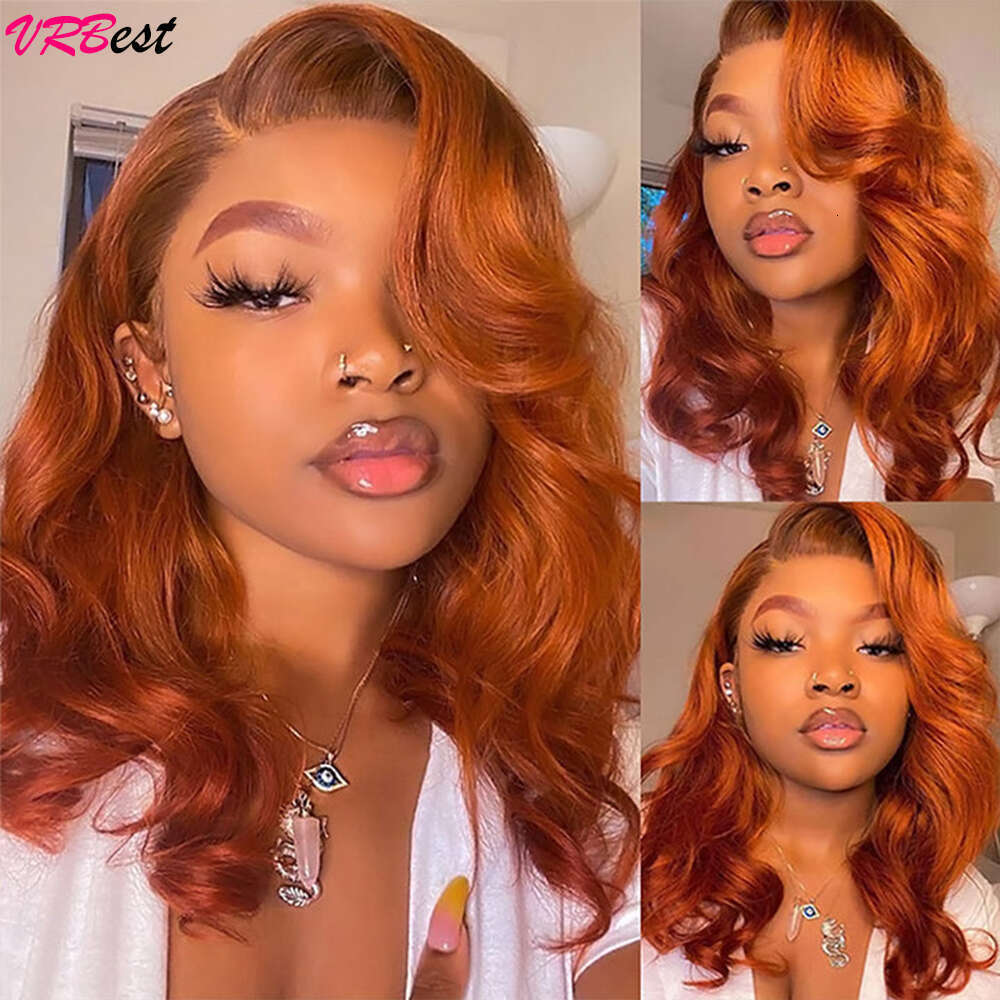 Ginger Orange Body Wave Full Front Human Hair Wigs Pre Plucke Natural Wavy HD Lace Frontal Wig Factory Price