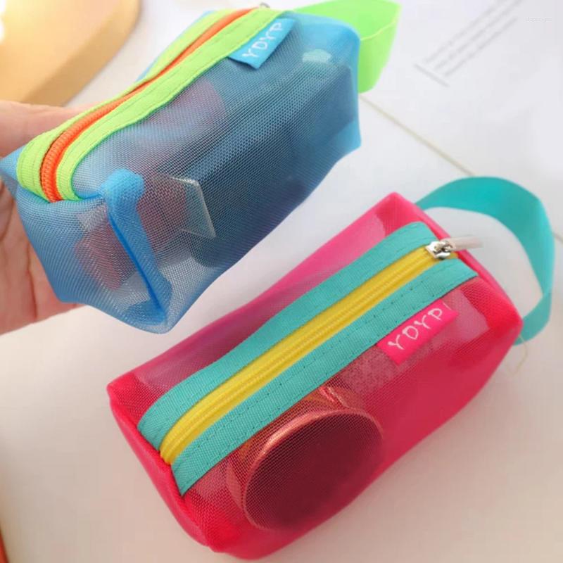 Cosmetic Bags Square Mesh Bag Portable New Toiletry Organizer Makeup Multifunction Transparent Women Lipstick Storage Pouch