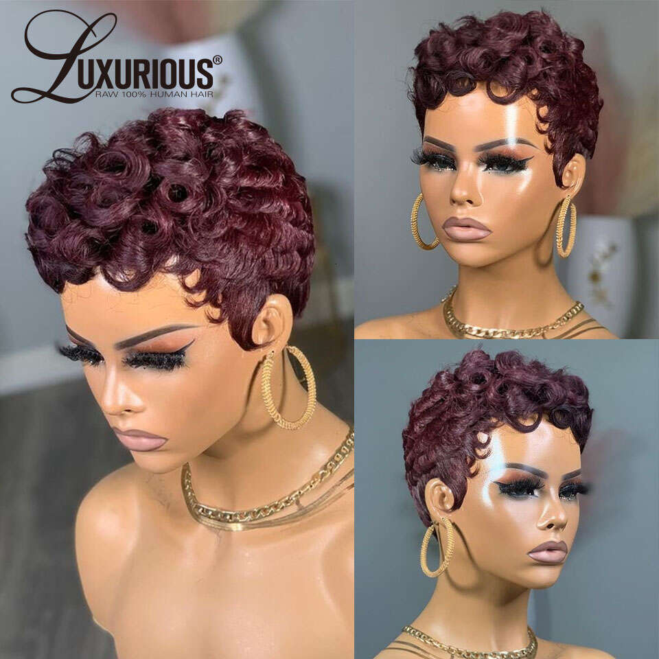 Deep Wave 613 Honey Blonde Short E Cut For Black Women Full Hine Made Curly Wigs Ginger Wig Human Hair