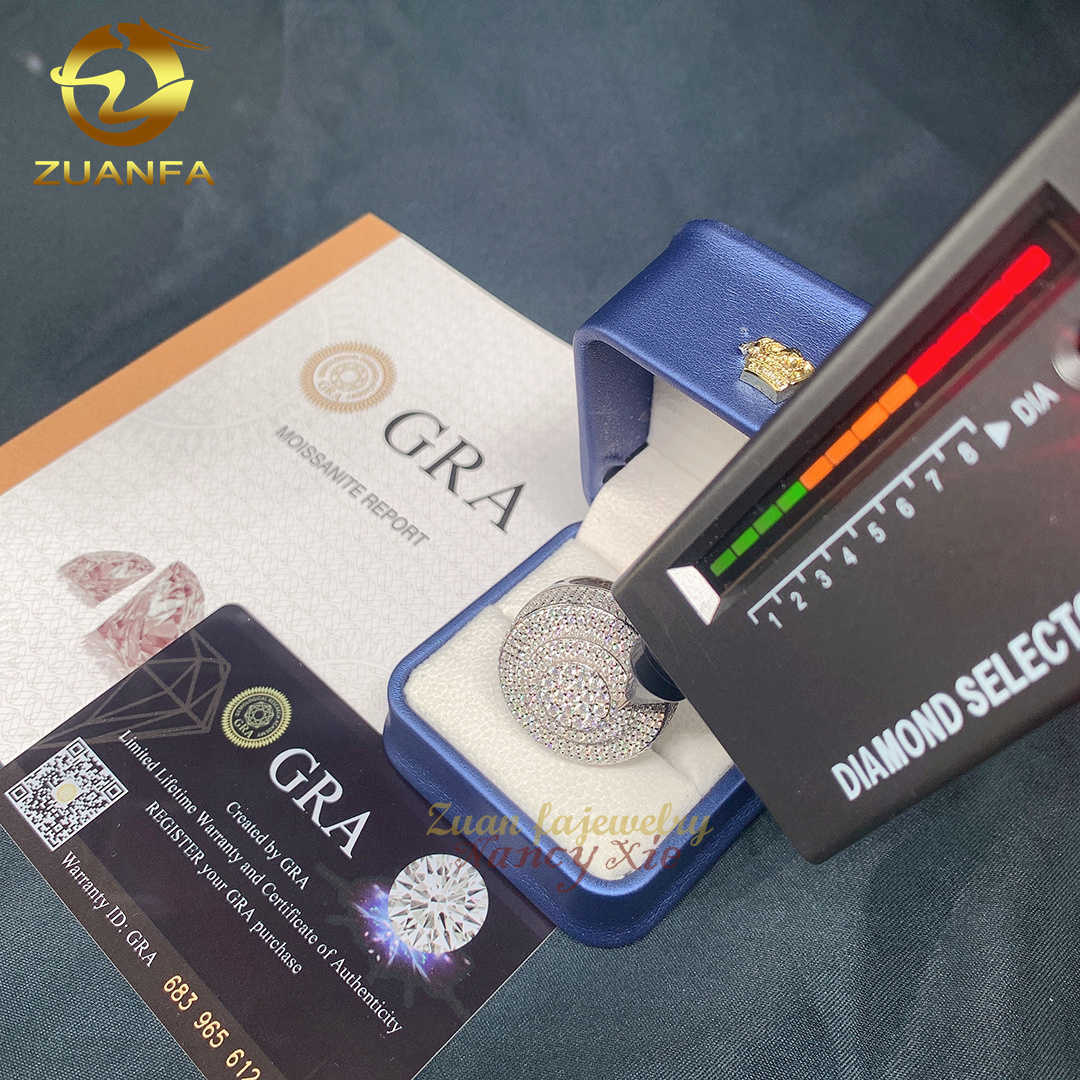 Fashion Styles Pass Diamond Tester Silver Gold Plated VVS Moissanite Dimoand Custom Hip Hop Men jewelry Iced Out Ring