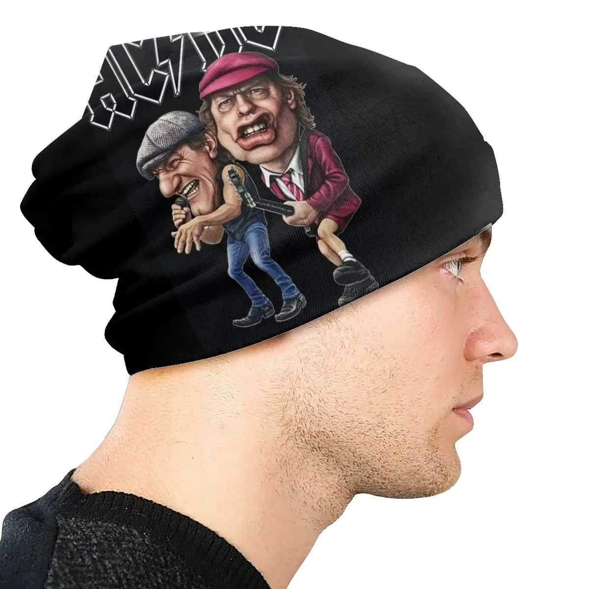 Beanie/Skull Caps Australian band star AC DC Beanies hat mens unisex outdoor warm knit hat adult heavy metal rock hat J240913