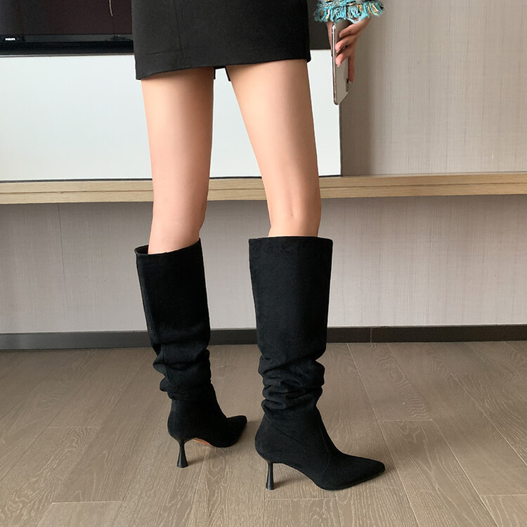 Women Boots Pointed Toe Plus Size Stiletto High Heel Thick Sole Comfort Fashion Free shipping