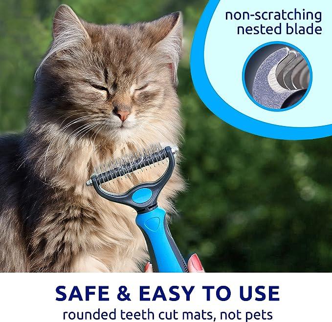 Pat Your Pet Deshedding Brush - Double-Sided Undercoat Rake for Dogs & Cats - Shedding Comb and Dematting Tool for Grooming, Extra Wide