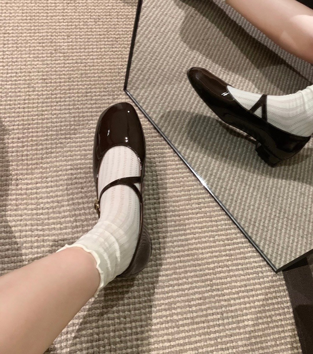 French Patent Leather Chunky Heel Mary Jane Single Shoes - Korean Style, 2024