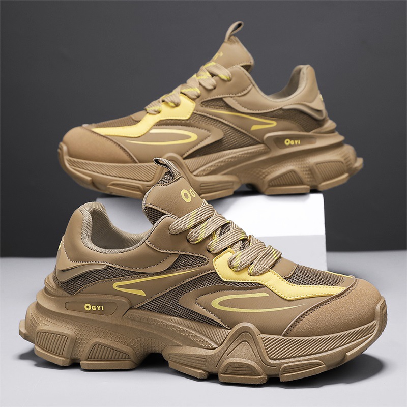 Men Sports Mesh Breathable Trendy Thick Sole Clunky Shoes Fashion Athleisure Sneakers Free Shiping