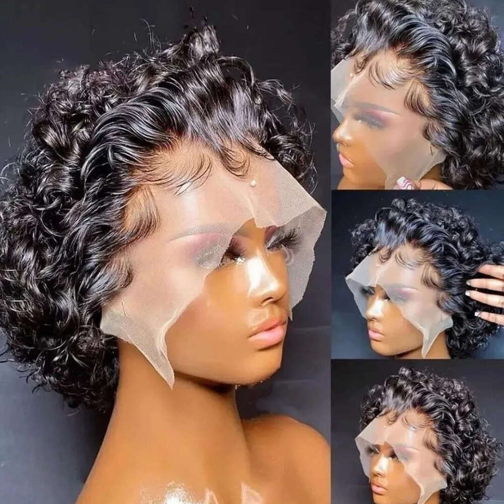 Curly E Cut Transparent Wigs Short Bob 13X1 Lace Wig Prepluck Brazilia Human Hair For Women Cheap