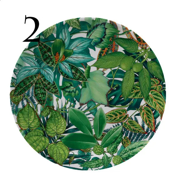 Jungle Horse Series Decorative Panel European Style Ceramic Plant Flower Plate Round Ceramic Craft Oriental Horse Garden Plants 240911