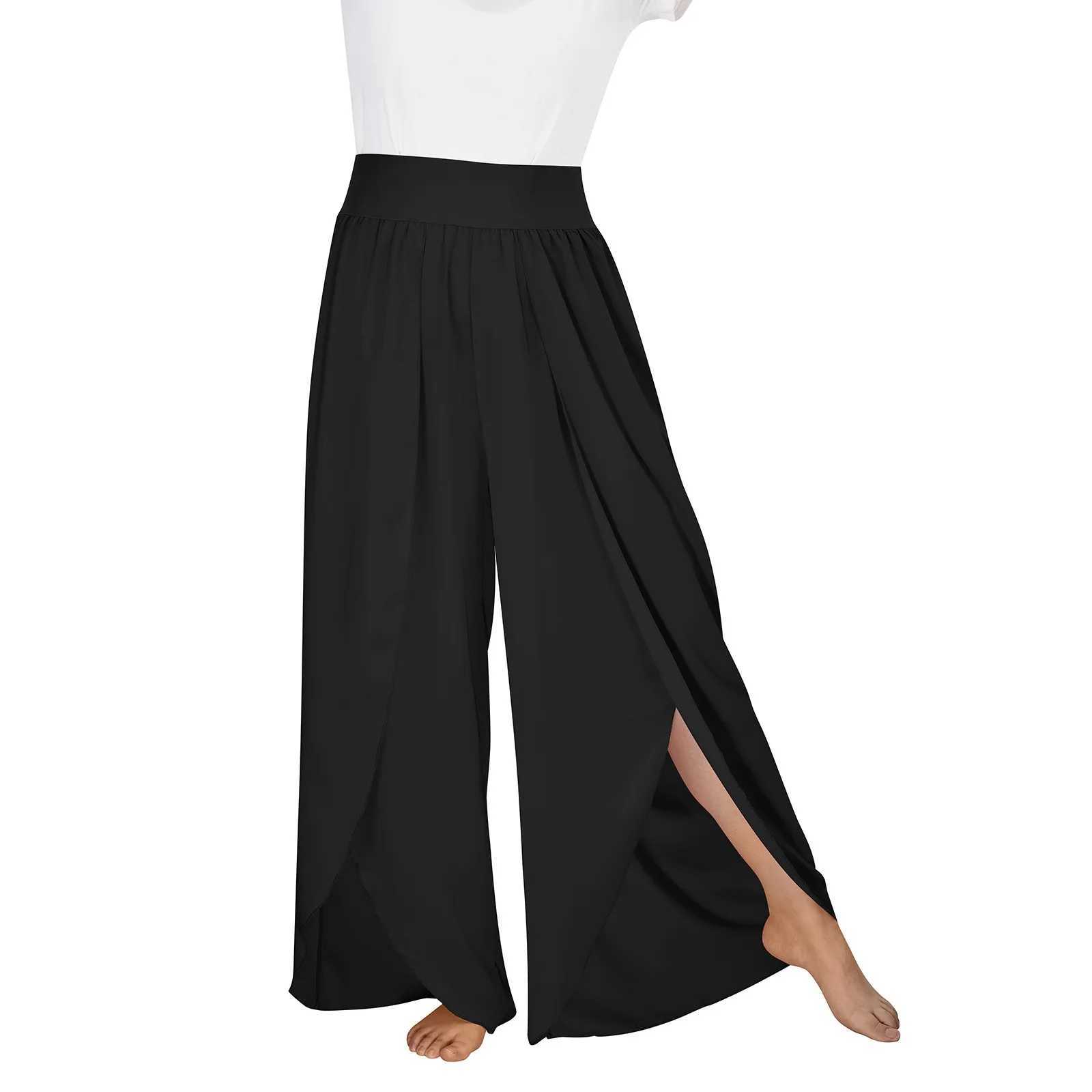 Women Wide Leg Pants High Waisted Yoga Hippie Boho Beach Plus Size Palazzo Pants Womens Comfy loose Legging Trouser M240918