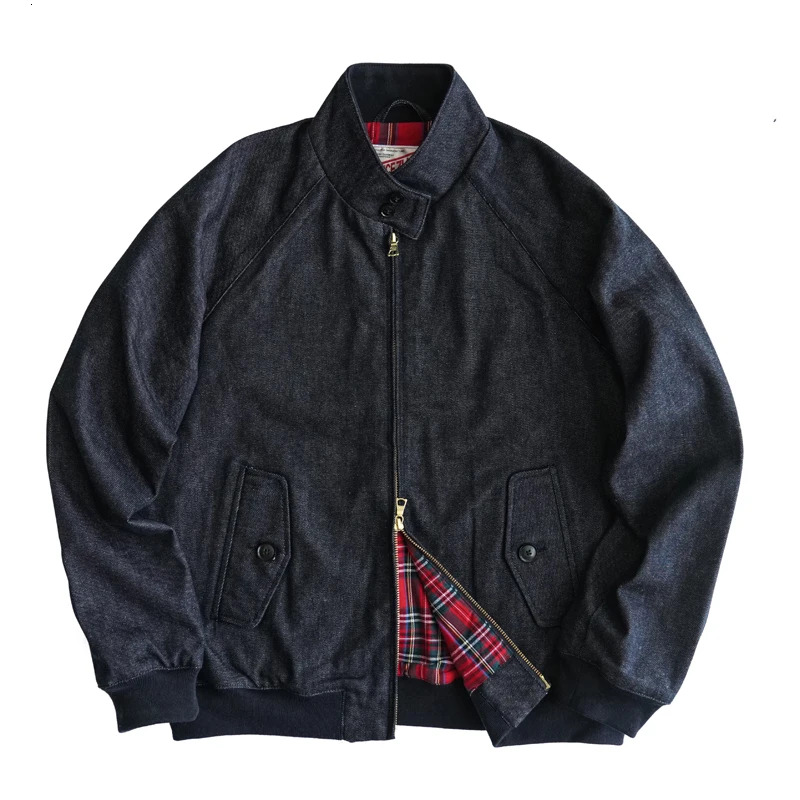 Sauce Zhan Mens Vintage Golf Denim Jacket For Man Classical Gentleman Work Coats Indigo Regulat Fit