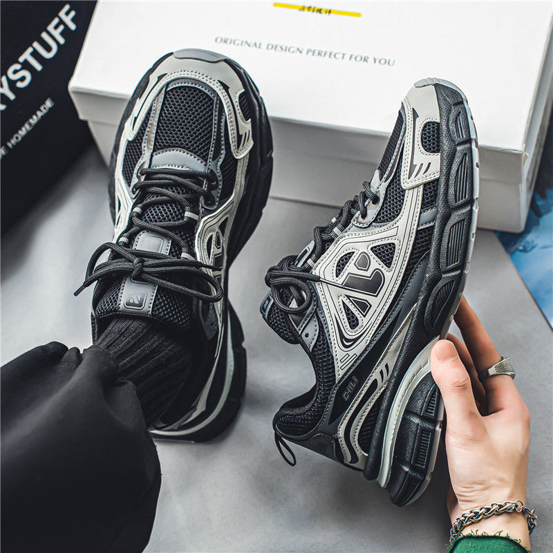 2024 new free shipping suitable for mens breathable mesh blue black beige thick soled casual sports shoes size39-44
