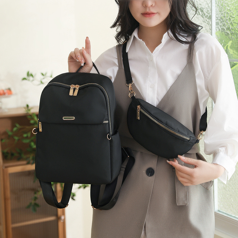 Backpack Purse For Women Oxford Cloth Mother And Child Satchel Handbag With Crossbody Detachable Chest Bag 2 Piece