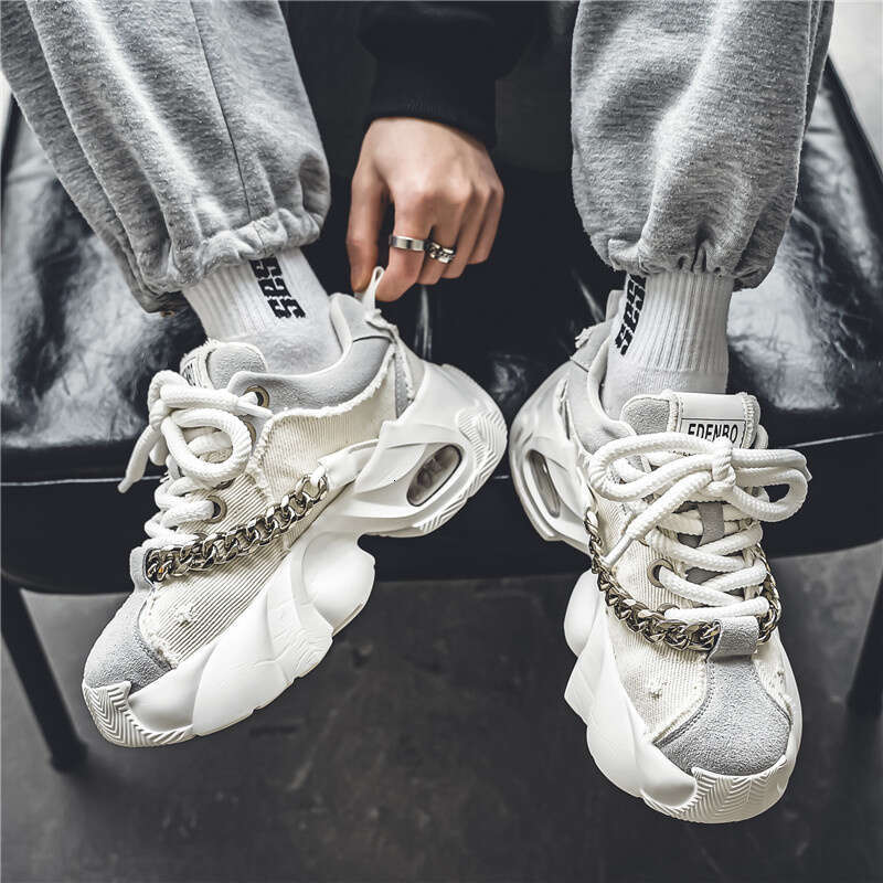 Fashion Blue Denim Casual Original Designer Platform Shoes Men Increase Heel Hip Hop Chunky Sneakers Mens Trainers