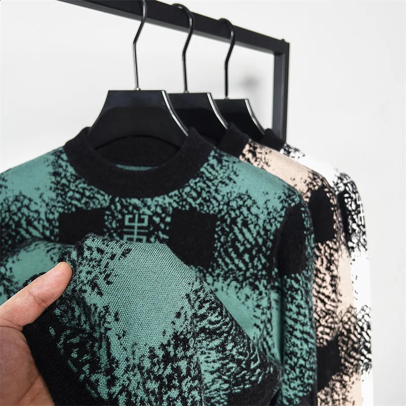 HighEnd Quality Mens Knitted Pullover Autumn Winter Exquisite Embroidered Sweater Japanese Fashion Street Warm Clothing 240907