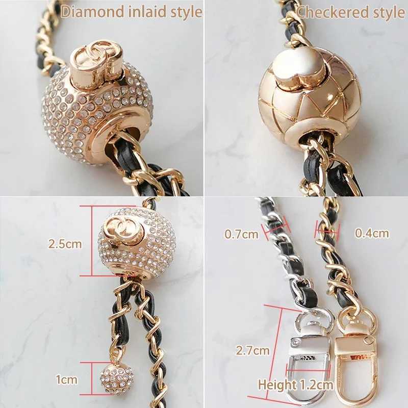 Belts Bag chain round gold ball adjustable length wear-resistant leather metal chain no wear replacement shoulder strap phone case chain J240913